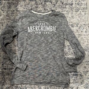 Abercrombie & Fitch Gray Marled Embroud Logo Kids Long Sleeve Top 13/14 XL